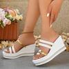 Fashion Women's Wedges Sandals Sexy Open Toe Women Shoes Luxury Platform Slippers Shiny High Heels Women Beach Shoes Sandalias De Mujer