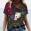 Facial Printed T-shirt Short Sleeved Top Casual Street Women's T-shirts