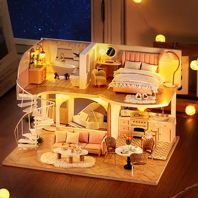 Wooden Mini Doll House DIY Duplex Apartment Production 3D Puzzle Assembly Building Model Toys For Kid Birthday Gifts Dollhouse