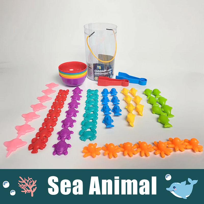 Montessori Animal Sorting Sensory Toys Rainbow Counting Color Matching Fine Motor Training Kids Activity Games For 3-6 Years Old