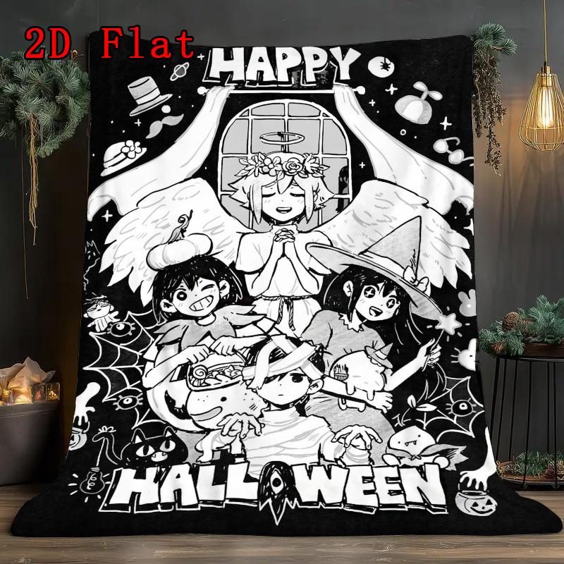 Omori Halloween 2D Flat Pattern Flannel Blanket High quality All Seasons Warmth and Comfort Perfect for Christmas Gifts.PMT0914174