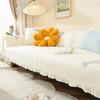 White Lace Edge Cotton Couch Mat Comfortable Soft Non Slip Solid Color Sofa Towel Versatile Colorful Living Room Decoration