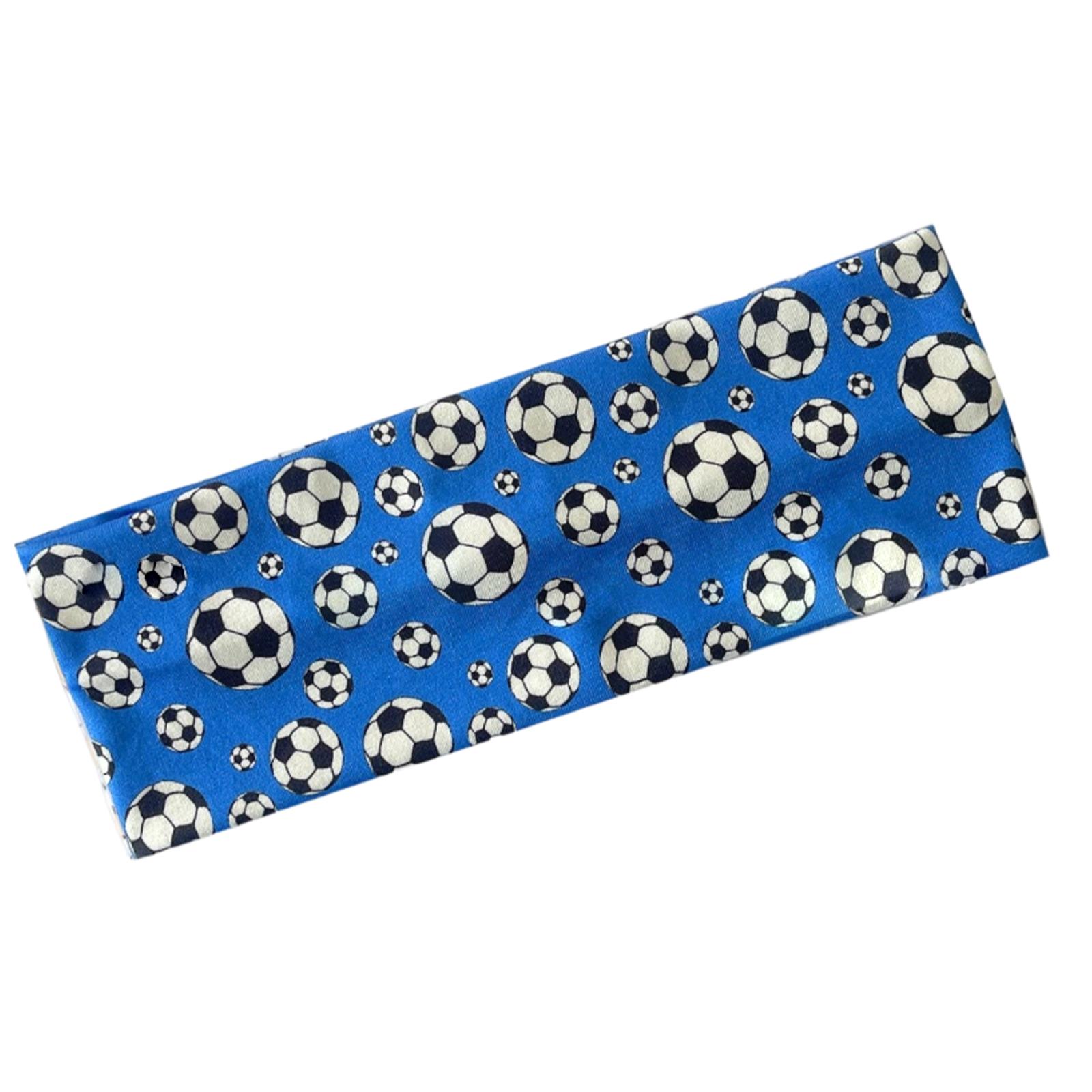 

Soccer Ball Patterned Rectangular Headband Soft Fabric Sports Style Hair Accessory for Everyday Wear One Size синий