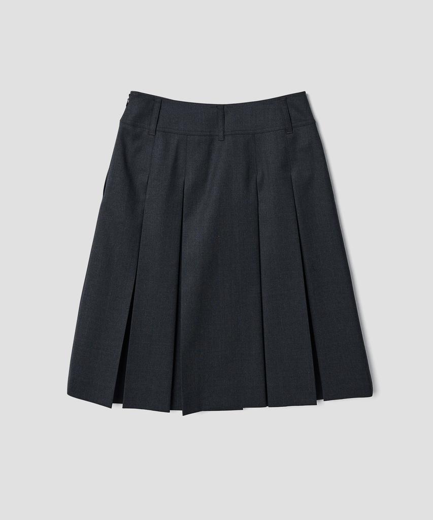 Tudument Box Pleats Midi Skirt_Charcoal