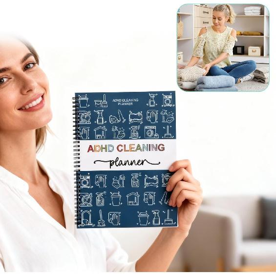 ADHD Cleaning Planner for Adults and Teens - Daily, Weekly & Monthly Cleaning Schedule & Checklist - Reble Household Chore Organizer with DIY