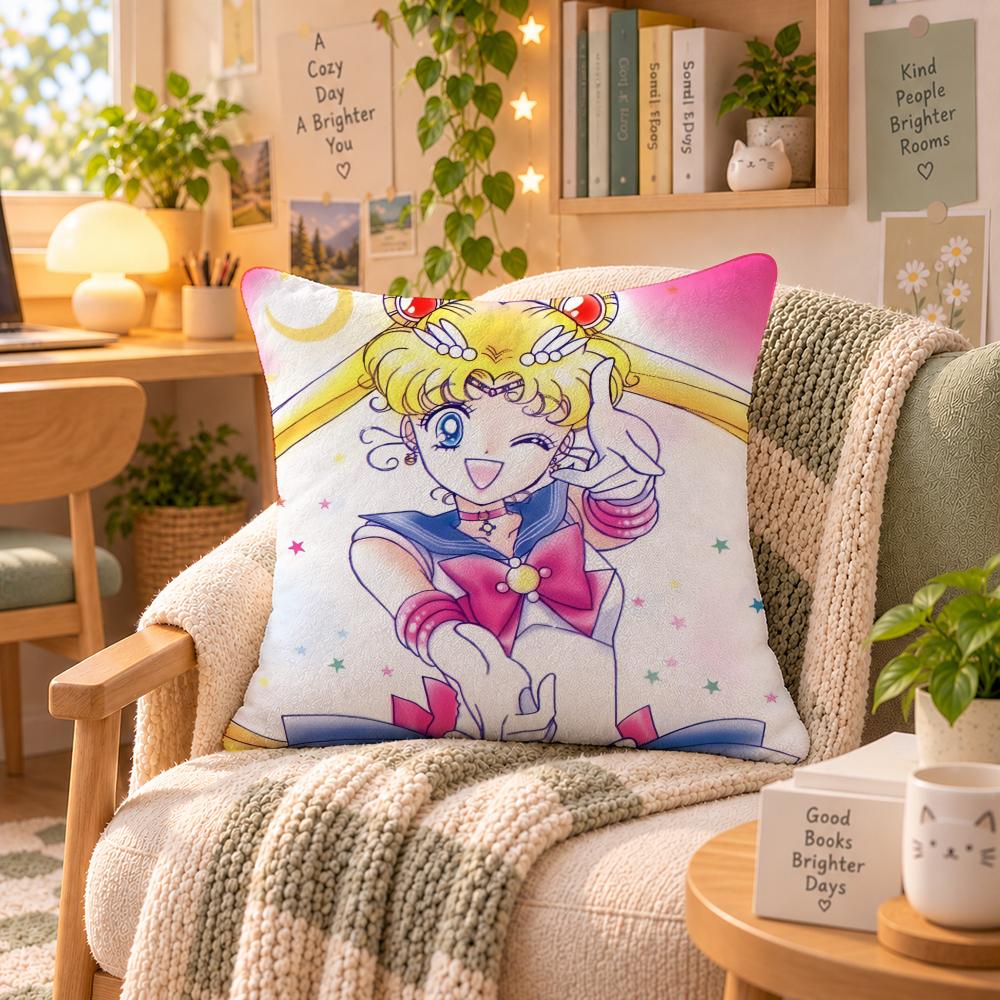 Anime Sailor Moon Magical Cushion Cover Personalized Soft Plush Pillow Living Room Home Sofa Bedroom Office Car Cushion
