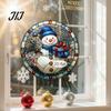 Lightweight Christmas Wall Ornaments 2D Acrylic Hanging Ornaments, Stained Glass Style Snowman Santa Snowflake Holiday Window Decorations for