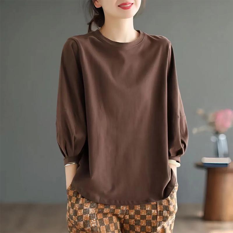 

Retro Versatile Women s Seven-Sleeve Casual T-Shirt for Spring/Summer Large сірий колір