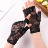 Women's Black Lace Fingerless Gloves: Sexy, Floral, Mesh, Elastic, Breathable for Spring, Summer, Autumn