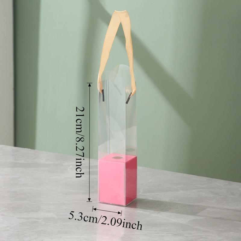 5er-Set Tragbare Klare Plastik-Blumenkästen Transparente Handheld-Rosen-Geschenkbox für Blumenstraußverpackung Kleine Florale DIY-Hülle Taschen