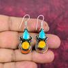 Blue Turquoise & Coral Earrings, 925 Solid Sterling Silver Gemstone Jewelry, Handmade Nepali Earrings, For Thanksgiving