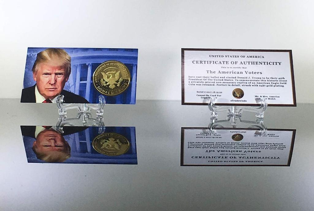 Conjunto de Moedas de 4 Anos do Primeiro Mandato de Donald Trump, Edição de Colecionador, Moedas Réplicas Banhadas a Ouro, 2017, 2018, 2019, 2020, Estojo de Exibição Diamante Certificado