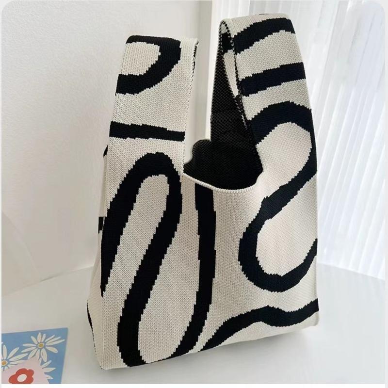 Square Rhombus Rhombus Stripe Geometric Knitted Gift Bag Handbag Handbag Handbag Tote Bag