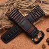 28mm Echtes Leder Schwarz Weiß Orange Rot Blau Nähte Armband Uhrenarmband Schlaufen Für SevenFriday Armband P1 P2 P3 Serie Schnalle