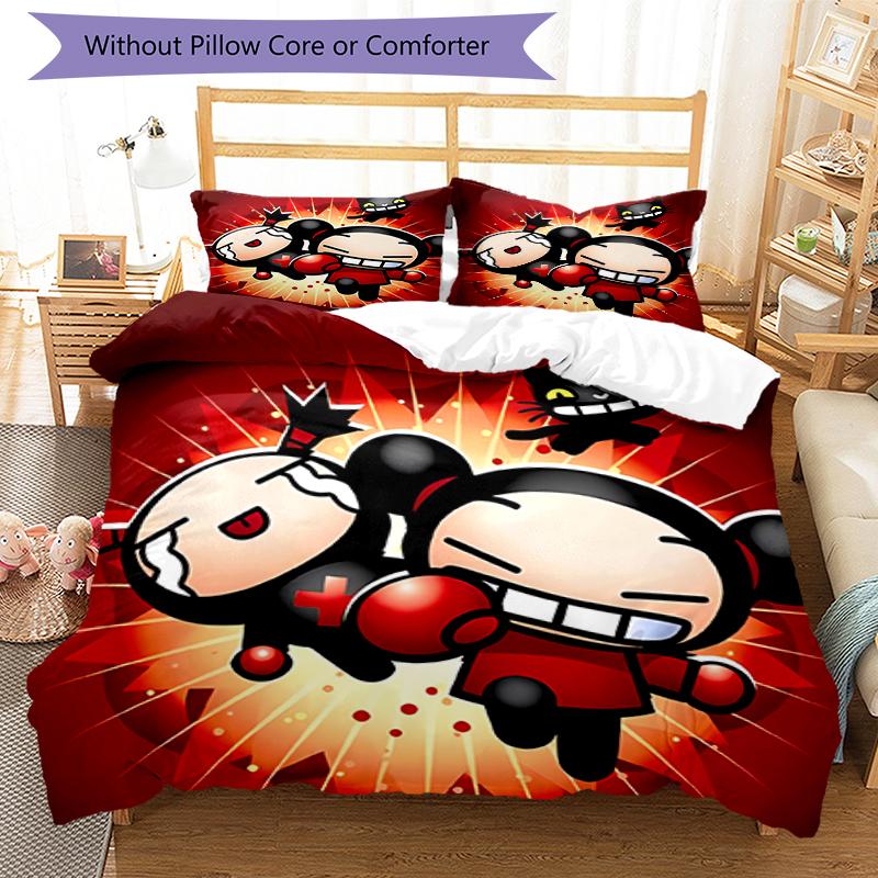 3pcs Pucca1 pattern bedding set duvet cover set includes duvet cover &pillowcases, perfect all season bedroom decoration & gift