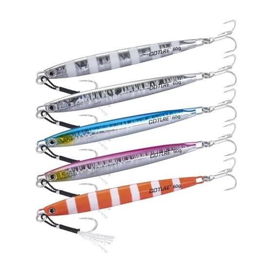 Goture Metal Jig Jig Set 30g/40g/60g Set of 5 Lures All Seasons Luminous Painting Jig Jigging Sinker Fishing Gear Slow Jigging General Blue Fish
