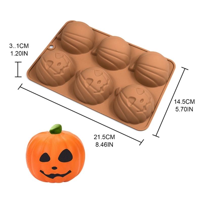 6 Cavity Halloween Pumpkin Silicone Mold DIY Cake Baking Mold for Making Chocolate Fondant Cupcakes Molds Nonstick