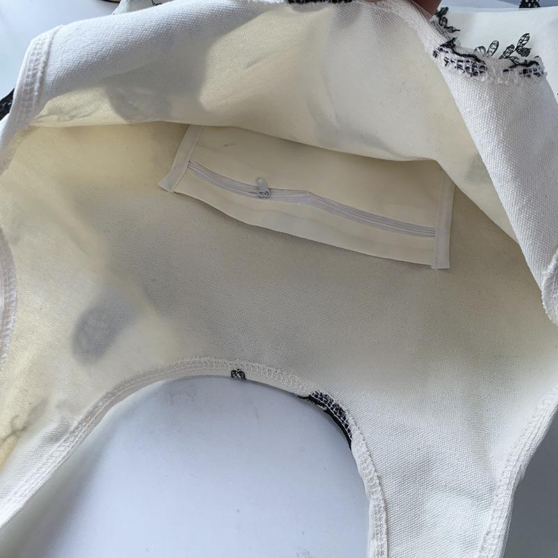 Geantă cu dantelă din pânză fluture brodate Geantă de umăr versatilă de mare capacitate