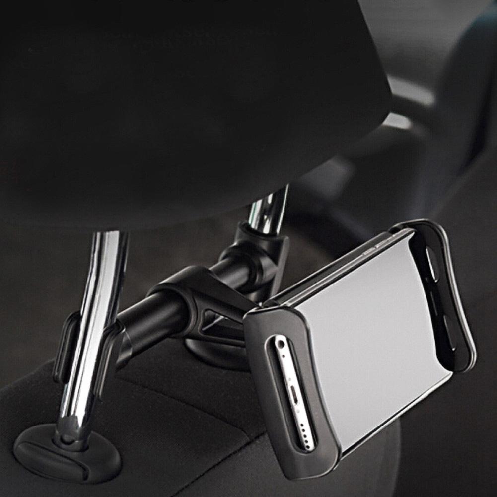 Car Headrest Mount 360 Degrees  Rotating Tablet Phone Holder Backseat BracketBlack