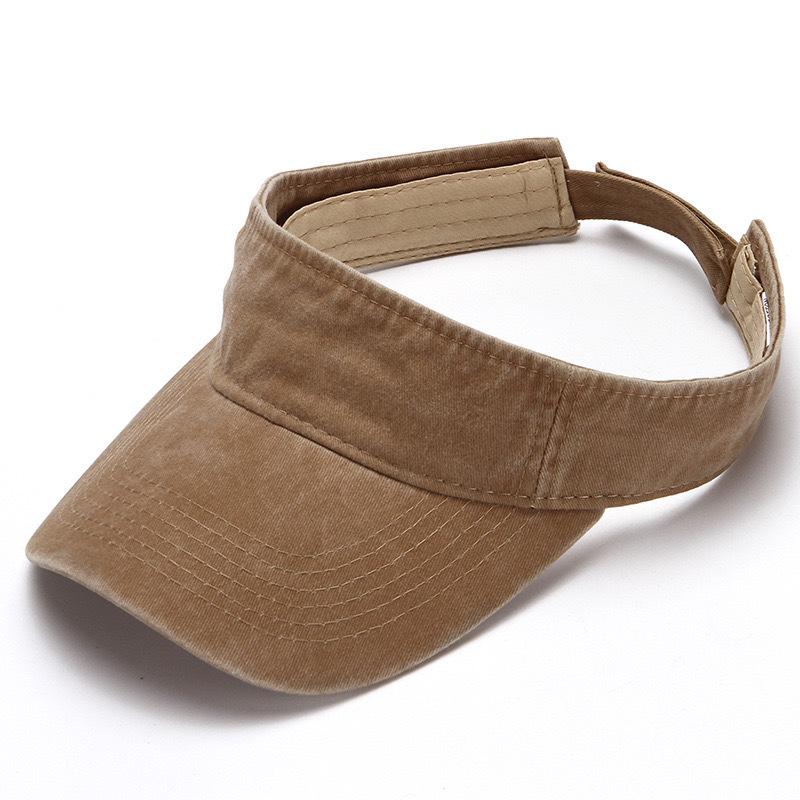 Unisex Wash Denim Embroidered Logo Visor Hat - Breathable Sun Protection for Sports