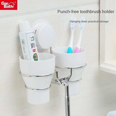 Portaspazzolino in plastica senza perforazione Portaspazzolino da bagno in acciaio inossidabile senza chiodi Portaspazzolino in acciaio inossidabile con set di tazze per collutorio 260048