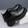 Derby shoes 2025 new autumn low-top Martin boots men's platform heightening versatile breathable business casual leather shoes
