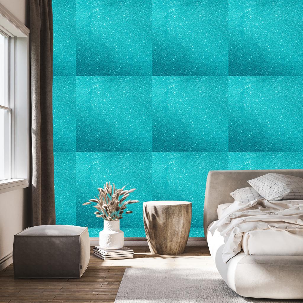 Turquoise glitter wallpaper, turquoise background for living room and bedroom 50x1000