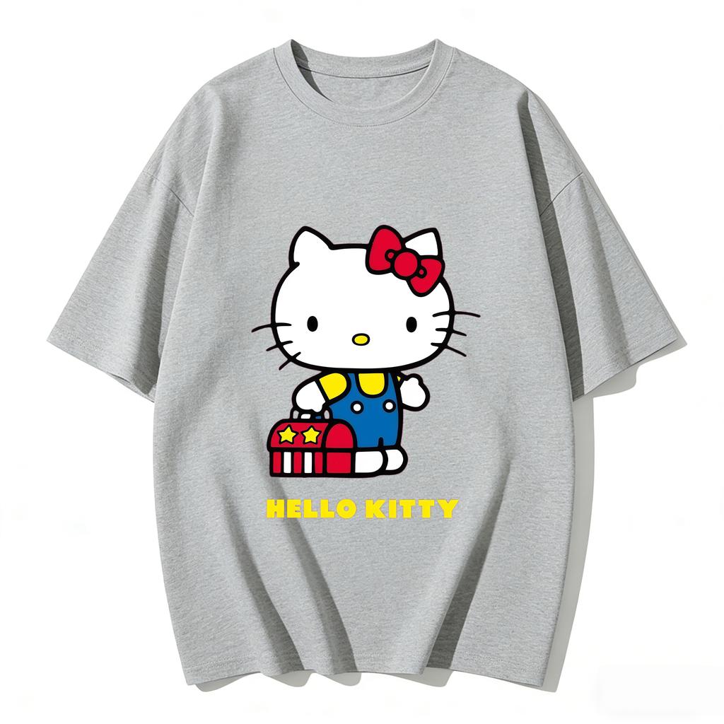 2026 Summer Hello Kitty Cartoon Printed Short Sleeve Pure Cotton Tshirt Parentchild Outfit Classic Fashion Womens Tees Tops