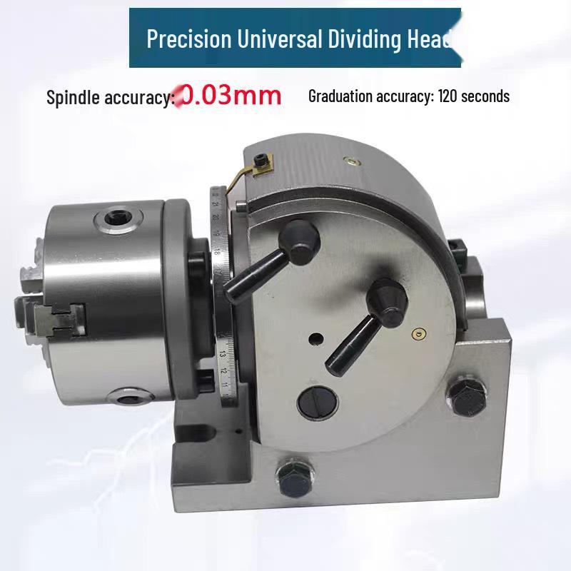 Universal BS-0 5-Inch Precision Dividing Head with Hand-Crank Rapid Indexer, Vertical/Horizontal Dual-Use, and Tailstock