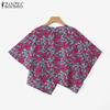 ZANZEA Women Casual 3.4 Sleeve Loose Floral Print Irregular Blouse