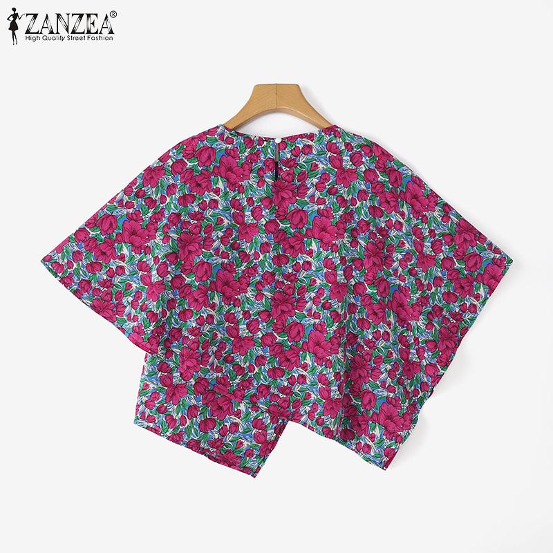 ZANZEA Women Casual 3.4 Sleeve Loose Floral Print Irregular Blouse