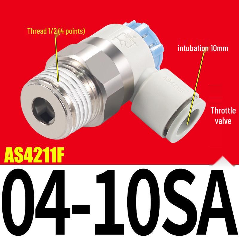 SMC AS1201F Pneumatic Speed Control Valve - Adjustable Throttle Push-Lock Fitting for Cylinder Control