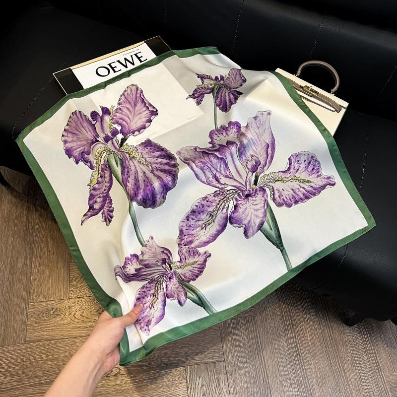 Mother's Day Silk Scarf Muse Festival Gift Simulation Silk Silk Scarf Premium Spring and Summer Square Scarf 71 Silk Decorative Small Scarf