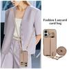 For iphone 16 15 14 Plus 16E Case PU Leather Wallet Bag Grip Strap Holder Neck Shoulder Long Crossbody Lanyard Ring Clasp Cover