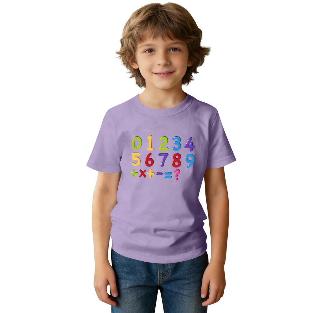 Fashionable Round Neck Short Sleeve Work Clothes Printed Tops For KID Summer Tops