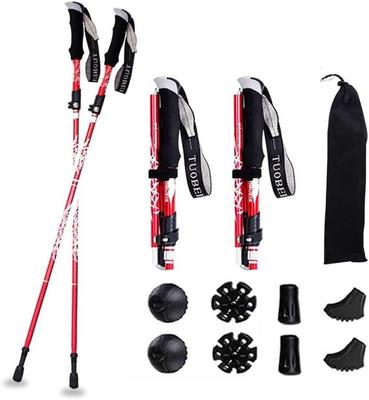 Trekking Pole Set of Large Telescopic Mountain Walking Walking Storage Bag Outdoors D.DOT 2, Red, Size, Aluminum, Foldable, Unisex, Lightweight,