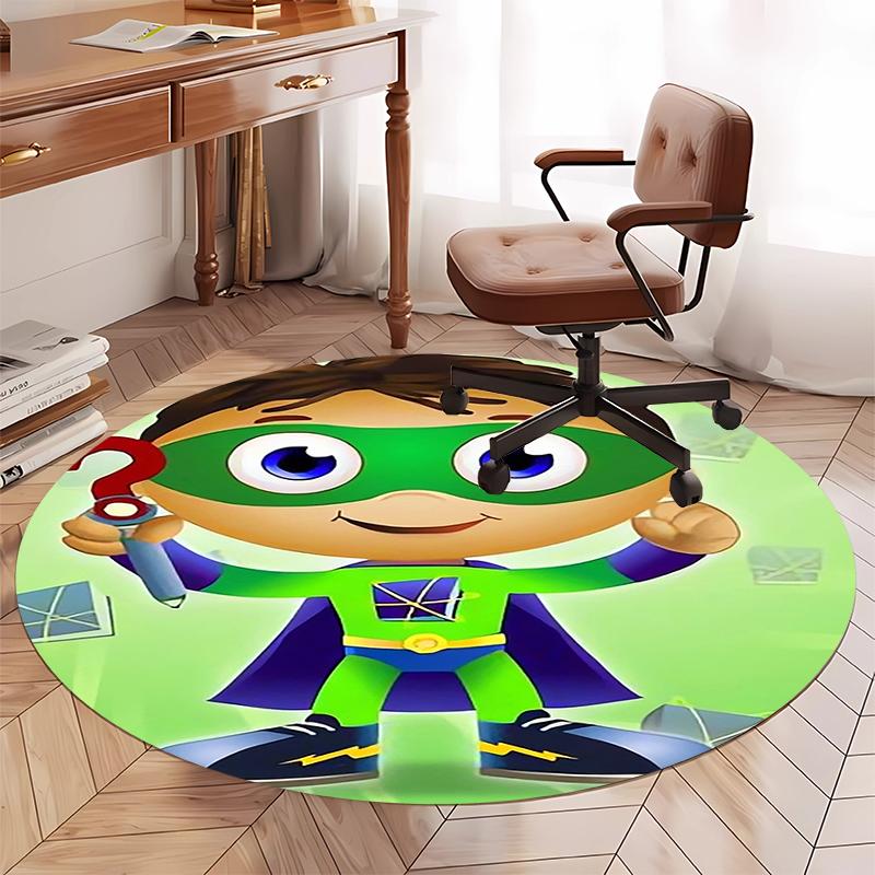 Super Why Printed Round Rug Carpet Chair Rug Area Rug Entryway Doormats,for Office Chair Living Room Bedroom Kitchen Room.