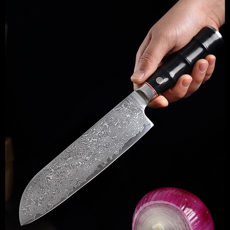 67 Layers Damascus Steel Kitchen Santoku Knife Meat Cleaver Knife Vegetable Cutter Slicer
