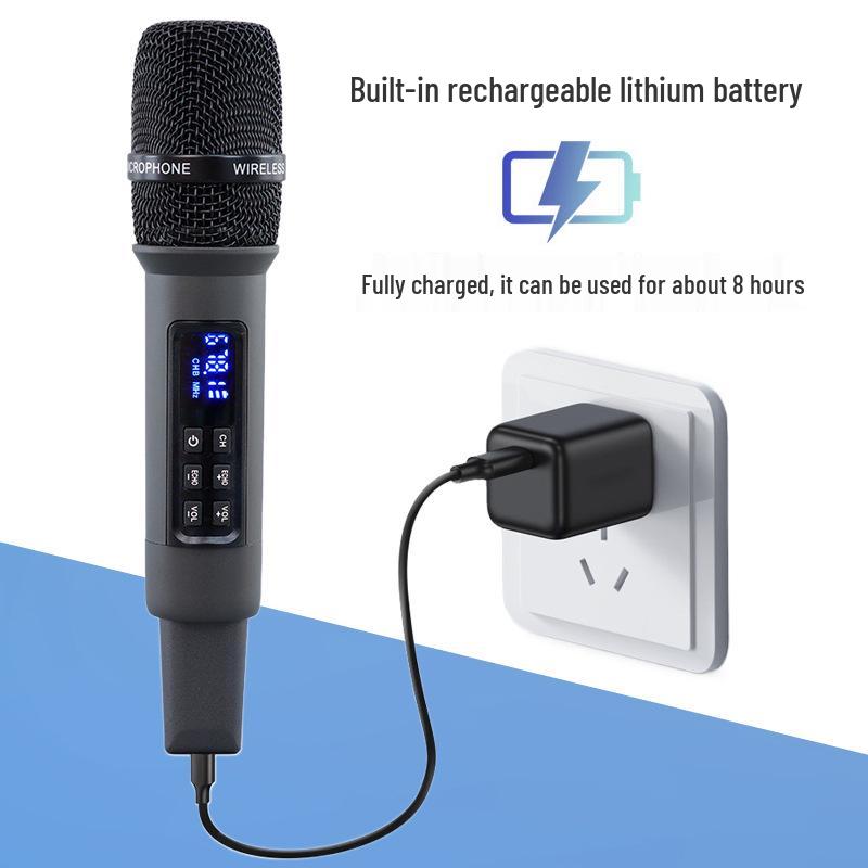 Universal Wireless Bluetooth Microphone with Rechargeable Battery and Professional Reverb for Singing and Live Stage Performances