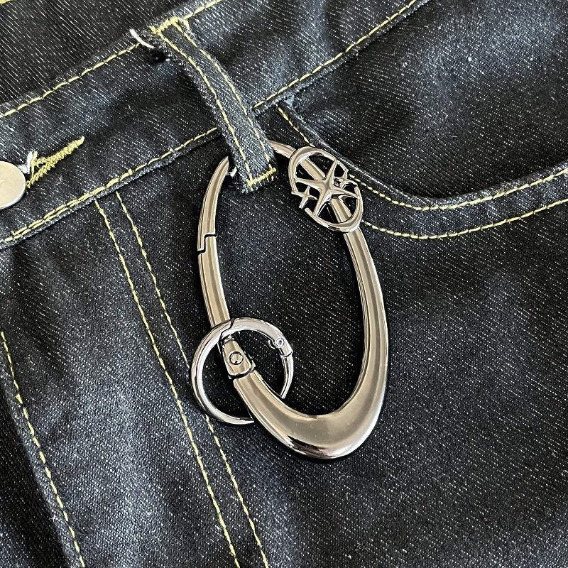 

Панк Y2K Звезда Овальный Металлический Карабин Брелок Альпинизм Кольцо для Ключей от Машины Готический Декор для Рюкзака Поясной Подвес