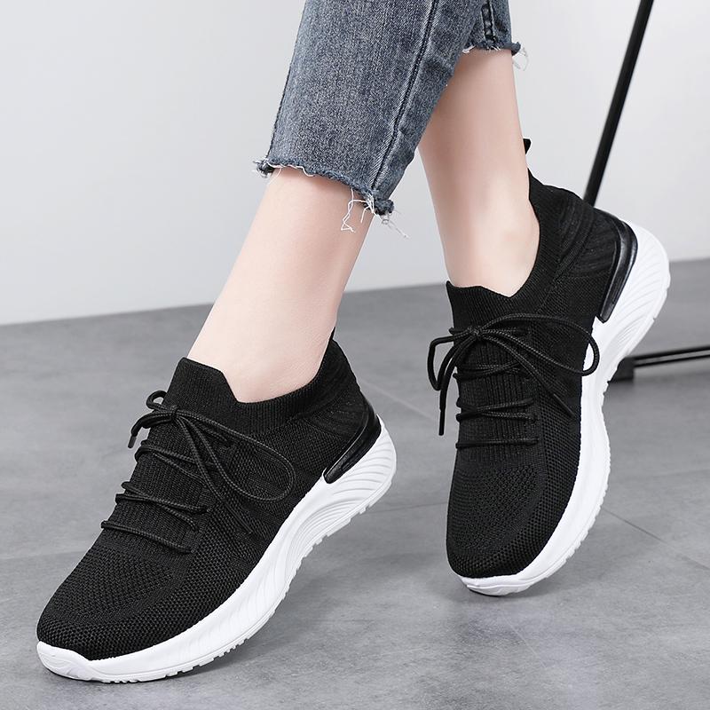 Breathable Mesh Women Running Shoes Lightweight Casual Sports Shoes Knitted Flats Walking Socks Shoes
