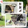 3 Wheel Pet Stroller for Small and Miniature Dogs, Brown