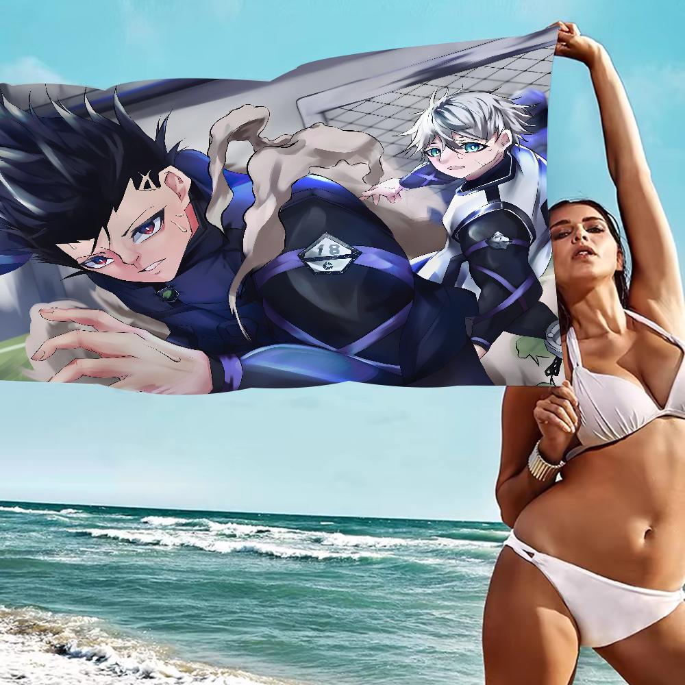 Anime Blue Lock Microfiber Blanket Quick Drying Beach Towels Oversized Printing Super Absorbent Pool Towel Blanket