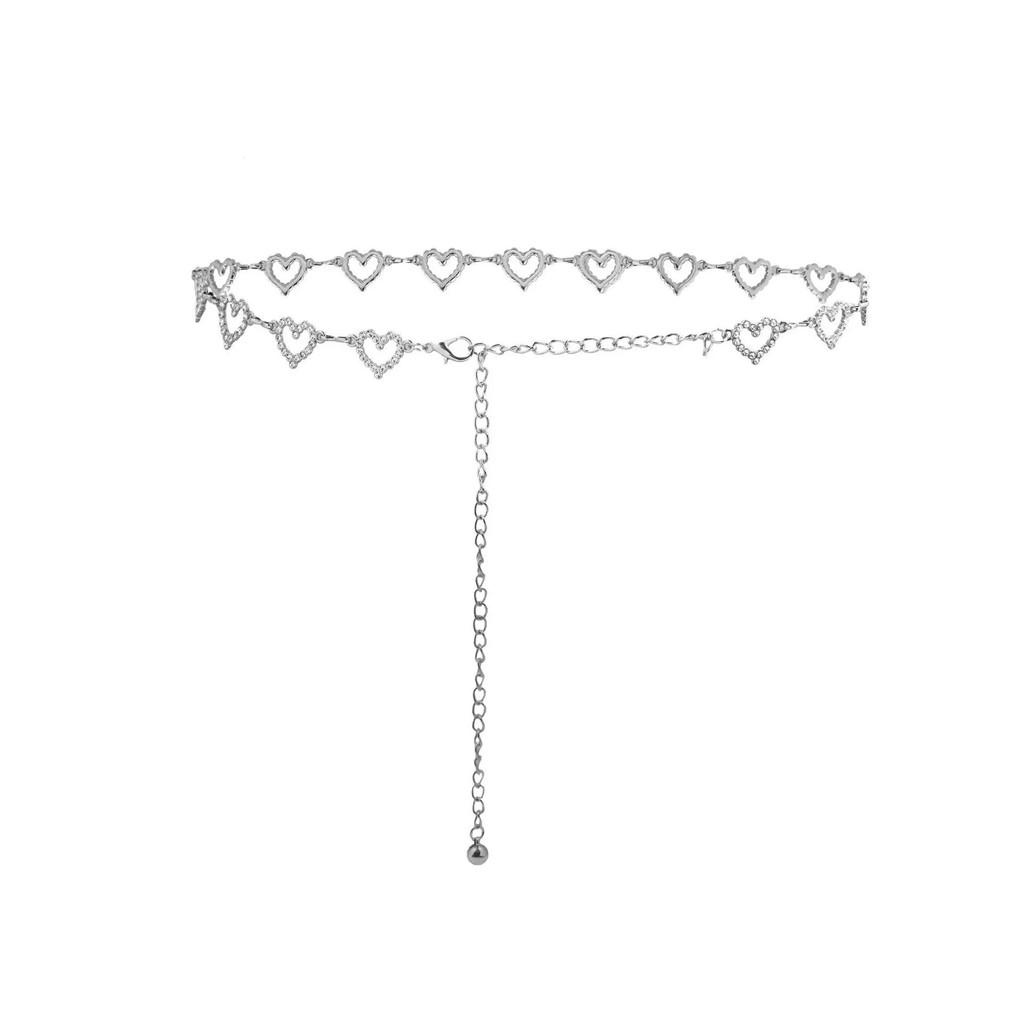 Heartshaped Waist Chain Belt For Women With Water Drilled Metal Summer Accessory