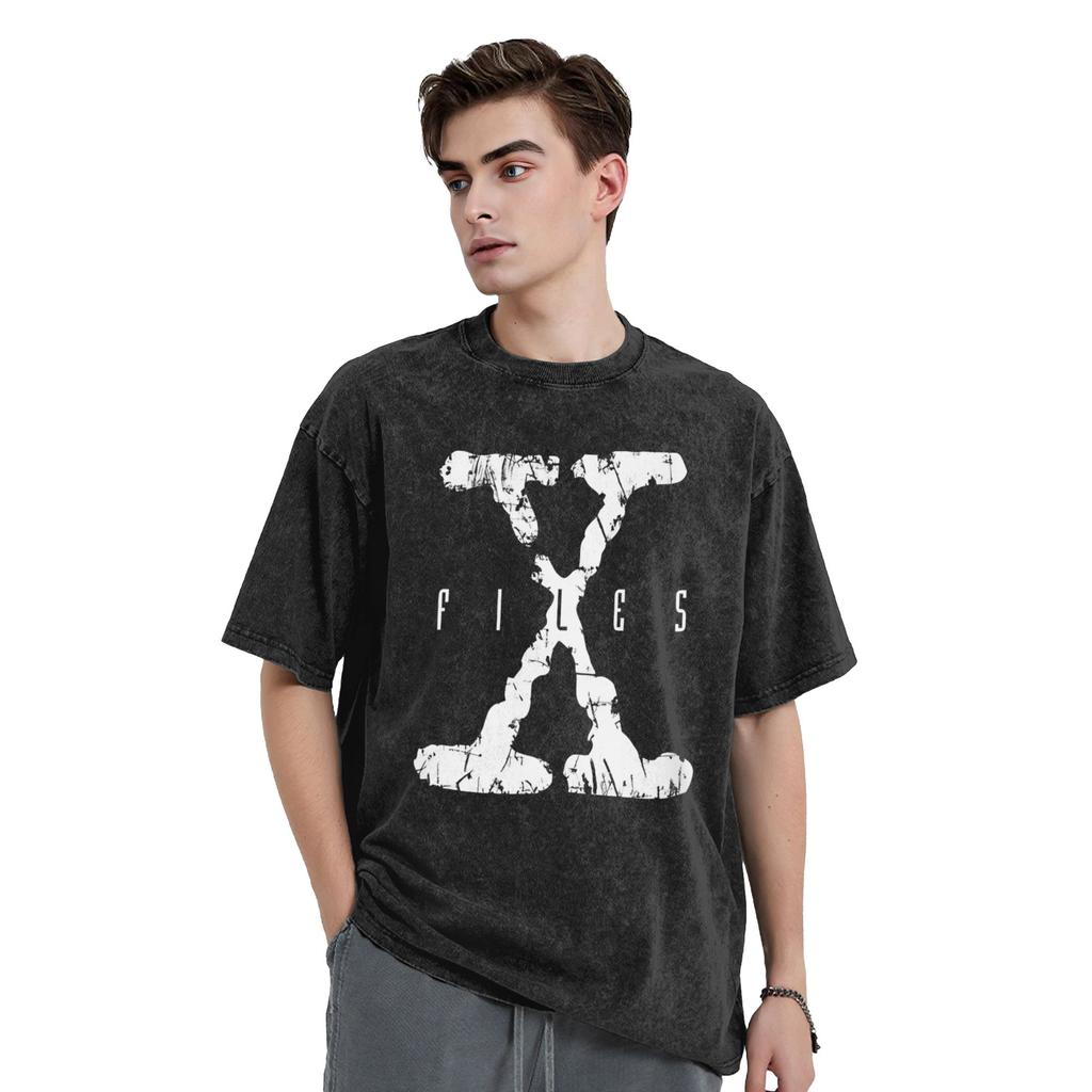 X-Files Grunge Washed T Shirt Streetwear Hip Hop Novelty T-Shirts Tees for Men Women Short Sleeve Street Summer