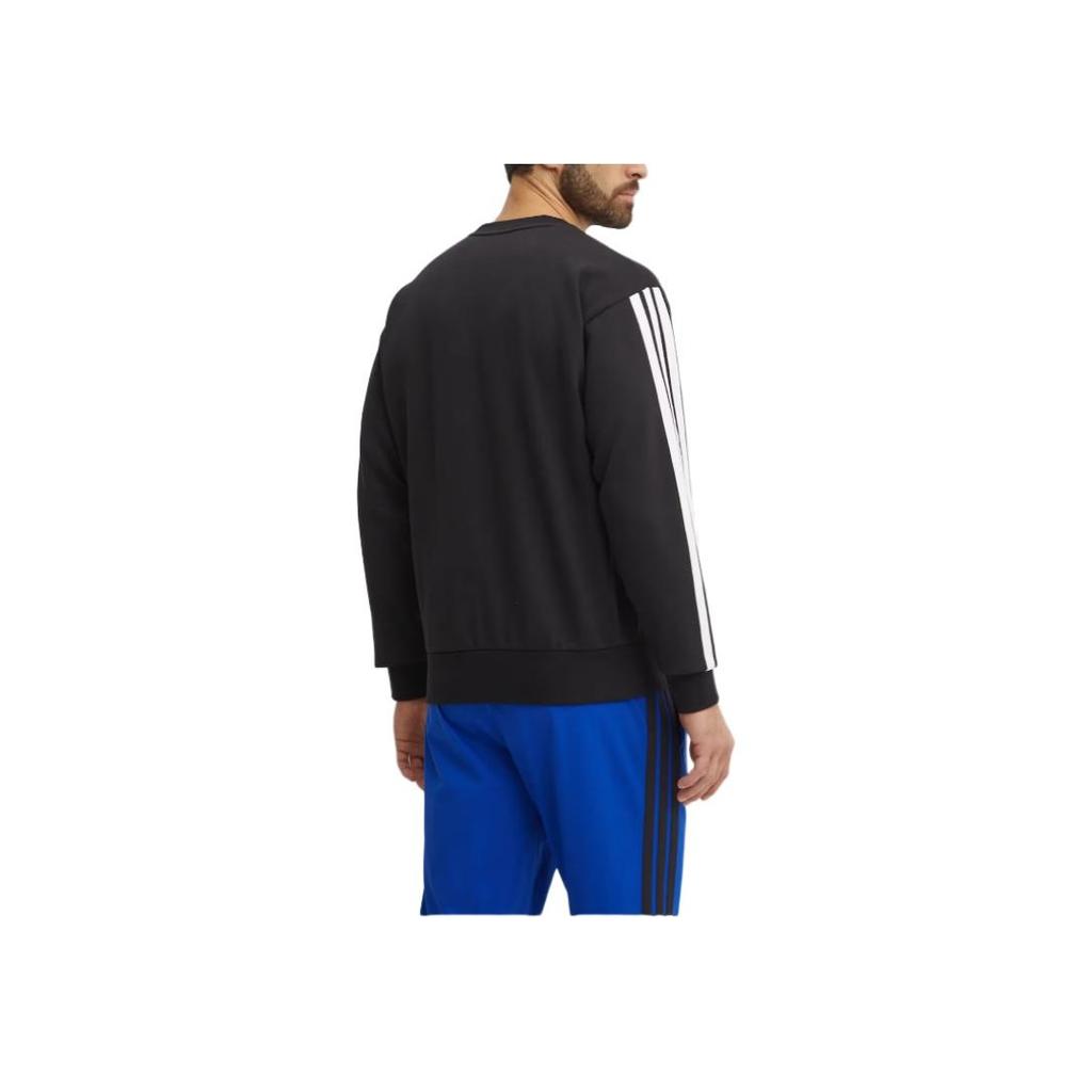 adidas Logo Striped Crew Neck Long Sleeve Sweatshirt Men Sweatshirt Black JE6304