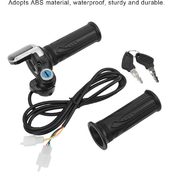 48V Half Twist Throttle, Electric Bike Throttle With LED Display Grip Lock Key Set For Ebike Motorcycle Scooter