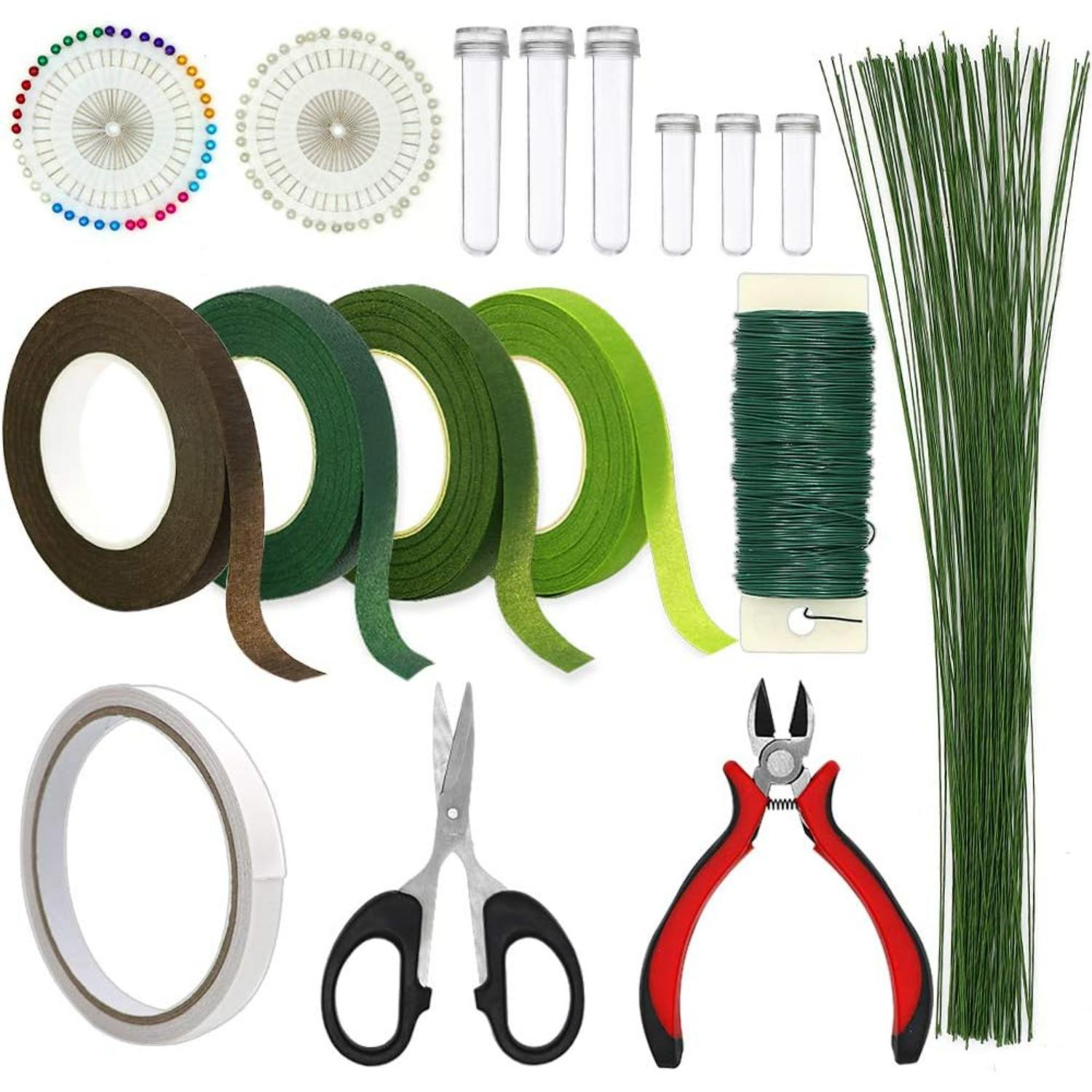 

17 Pieces Flower Tools Include Floral Wire Cutter Scissor Floral Tape 22 Gauge Paddle Wire 26 Gauge Stem Wire Pearl Corsage Pin Bouquet Wrap Florist F