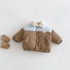 Boys Winter Puffer Jacket Korean Style Color Block Coat Thick Warm Bear Outerwear for Kids