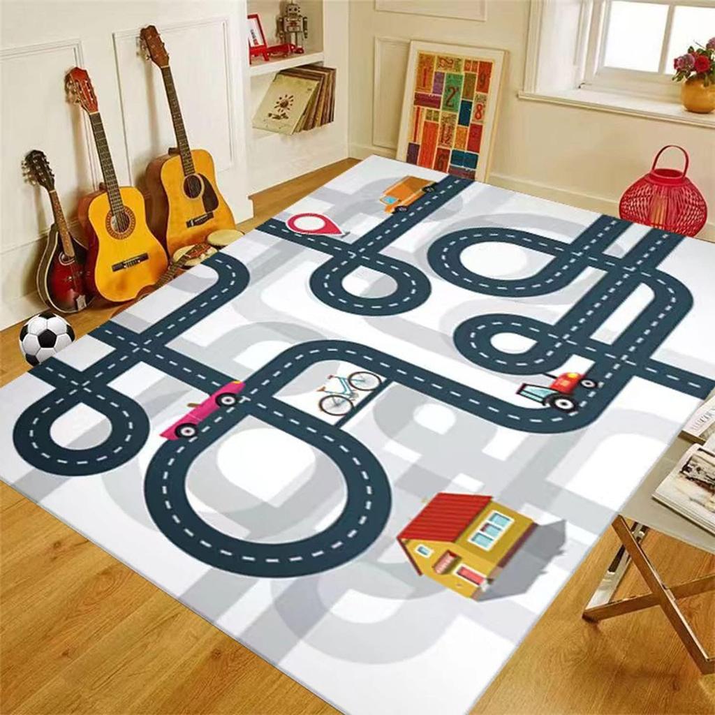 Children's Play Room Carpet , Road and Street Traffic Carpets Puzzle Game Floor Mat for Bath Living Room Baby Room Bedroom Decor